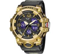 Men's Watches Multi Function Military S-Shock Sports Watch LED Digital Waterproof Alarm Watches, 8008_Black&Gold