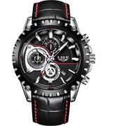 Men's Watches,Multifunctional Business Sports Casual Fashion Waterproof Quartz Watch Bright Leather Silver Black