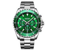 Men's Watches,Multifunctional Fashion Sports Watch Business Calendar Luminous Quartz Watch Natural Green Steel Belt