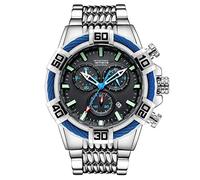 Men's Watches,Multifunctional Waterproof Steel Belt Watch Fashion Sports and Leisure Watch Father's Day Gift Silver Black Face