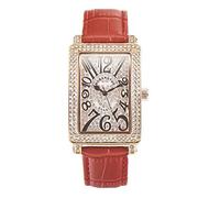 Men's Watches,Net Red Vibrato with The Korean Version of The Fashion Trend Square Full Diamond Women's Watch, Rose Gold Red
