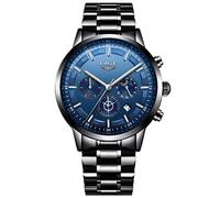 Men's Watches,Personality Fashion Trends Casual Waterproof Moon Phase Quartz Watch Business Sports Watch Black and Blue