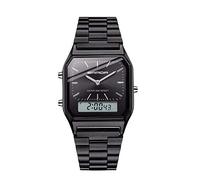 Men's Watches Retro Classic Business Steel Belt Electronic Watch Dual Display Multi-Function Watch, Black