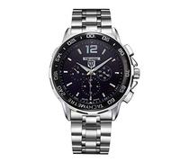 Men's Watches,Six Needle Multi Function Automatic Mechanical Watch Waterproof Leisure Watch Black Circle and Black Surface of Silver Shell