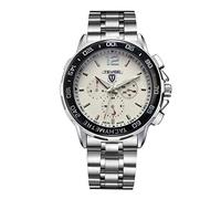 Men's Watches,Six Needle Multi Function Automatic Mechanical Watch Waterproof Leisure Watch Silver Shell with Black Circle and White Face