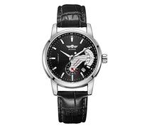 Men's Watches,Stylish Fully Automatic Mechanical Watch with Calendar Function, Black-Faced Silver Case
