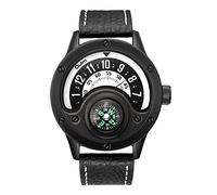 Men's Watches,Stylish Personality Seconds Dial Quartz Watch with Compass, Black