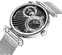 Mens Watches, Stylish Three Dimensional Corrugated Dial 44 Mm, Quartz Movement Skeleton, Ultra-Thin Minimalist 3ATM Waterproof,C