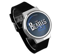 Men's Watches,Touch Screen LED Watch Silicone Strap Waterproof Luminous Electronic Watch The Beatles Rock Band Around Silver Shell Black Belt