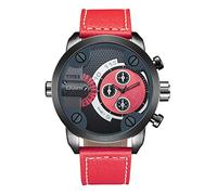 Men's Watches,Trendy Personality Dual Time Zone Watch, Red
