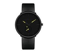 Mens Watches Ultra-Thin Minimalist Waterproof-Fashion Wrist Watch for Men Unisex Dress with Leather Band-Yellow Hands