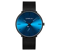 Mens Watches Ultra-Thin Minimalist Waterproof-Fashion Wrist Watch for Men Unisex Dress with Stainless Steel Mesh Band-Blue Hands（Black Band Blue Face）