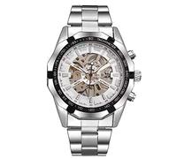 Men's Watches,Water Ghost Automatic Mechanical Watch Double-Sided Hollow Waterproof Luminous Watch White Shell White Surface