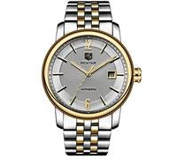 Men's Watches,Waterproof Business Style Automatic Date Watch Golden White