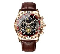 Mens Watches - Waterproof Outdoor Watch with Analog Display Bright Moon Phase | PU Leather Strap Hiking Sports Mountaineering Work Daily Use Travel and with, marrón, Consulte la descripción