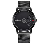 Men's Watches,Waterproof Steel Belt Digital Fashion Quartz Watch, Black Shell Black Face Black Mesh Belt