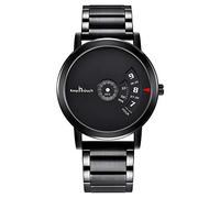 Men's Watches,Waterproof Steel Belt Digital Fashion Quartz Watch, Black Shell Black Surface Black Steel Belt