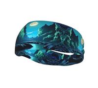 Men's Water Moon Cave Sports Headband, Breathable Sweatband, Suitable for Running, Fitness, Unisex Elastic Headband