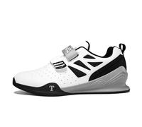 Mens Waterproof Bodybuilding Shoes, Casual Squat Sport Fitness Sneakers Non Slip Powerlifting Weightlifting Training Shoes,White,10.5 UK