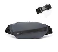 Men's Waterproof Bum Bag - Compact Waist Bag with Interchangeable Magnetic Closure, 6 Compartment Design & Breathability, Belt Bag for Travel, Daily & Sports, Black, Grey 311