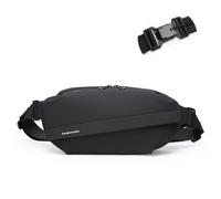 Men's Waterproof Bum Bag - Compact Waist Bag with Interchangeable Magnetic Closure, 6 Compartment Design & Breathability, Belt Bag for Travel, Daily & Sports, Black, black