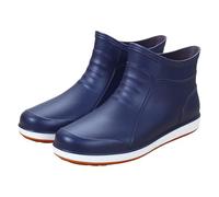 Men's Waterproof Deck Rain Boots Anti-Slip Rubber Ankle Boots Lightweight Slip-On Walking Shoes for Fishing Boating Sailing Garden Camping (Blue, 9)