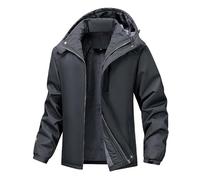 Men's Waterproof Faux Fur Lined Coat, Warm Winter Jacket Outdoor, Mountain Hiking Windproof with Detachable Hood, Ice Skating Snowboarding (Grey, XXXXXXL)