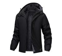 Men's Waterproof Faux Fur Lined Coat, Warm Winter Jacket Outdoor, Mountain Hiking Windproof with Detachable Hood, Ice Skating Snowboarding (Black, XXXXXXL)