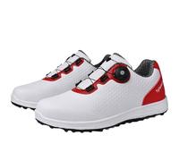 Men's Waterproof Golf Shoes,Women Men Non Slip Golfers Training Sneakers,Non Slip Outdoor Spiked Trainers,Comfortable,Breathable,for Golf,Everyday Use & Corporate Gifting Red