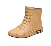 Men's Waterproof Hiking Rubber Boots Arch Support Comfortable Trekking Hiking Shoes High Top Flat Summer Water Rain Booties Backpacking Mountain Footwear Outdoor Trail Trainers for Climbing Camping