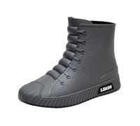 Men's Waterproof Hiking Rubber Boots Arch Support Comfortable Trekking Hiking Shoes High Top Flat Summer Water Rain Booties Backpacking Mountain Footwear Outdoor Trail Trainers for Climbing Camping