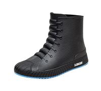 Men's Waterproof Hiking Rubber Boots Arch Support Comfortable Trekking Hiking Shoes High Top Flat Summer Water Rain Booties Backpacking Mountain Footwear Outdoor Trail Trainers for Climbing Camping