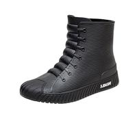 Men's Waterproof Hiking Rubber Boots Arch Support Comfortable Trekking Hiking Shoes High Top Flat Summer Water Rain Booties Backpacking Mountain Footwear Outdoor Trail Trainers for Climbing Camping