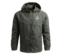Men's Waterproof Jacket for Beretta Print Breathable Windproof Shell Jacket Jacket Spring Autumn Lightweight Windbreaker Hoodies Outdoor Casual Hooded Coat-Army Green ||L