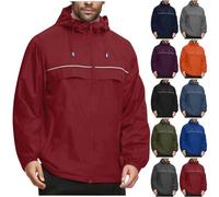 Mens Waterproof Jacket Full-Zip Hooded Coat Long Sleeve Windproof Jackets Outdoor Rain Coats Lightweight & Breathable Raincoat Zip Up Sweatshirt Outwear Walking Hiking Everyday Wear Jacket