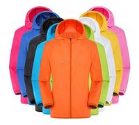 Men's Waterproof Jacket Slim Summer 3 in 1 Waterproof Breathable Hooded Windbreaker Ultralight Outdoor Transition Jacket S-4XL Solid Color Windproof, Orange-B, M
