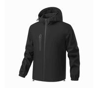 Men's Waterproof Jacket with Hood Lightweight Rain Jacket for Men Classic Fit Hooded Windbreaker Solid Colour Full Zip Waterproofs Fashion Autumn Clothes Hiking Walking Outfits