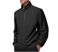Mens Waterproof Jackets Autumn Lightweight Rain Coats Long Sleeve Windbreaker with Pockets Solid Color Stand Collar Sports Jacket Outdoor Golf Waterproofs for Men Large S-4xl