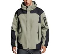Mens Waterproof Jackets Lightweight Rain Jacket Outdoor Hiking Windproof Hooded Coats Loose Fit Fall Causal Raincoat Casaca Hombre(Z01-Green, L)
