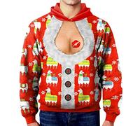 Mens Waterproof Jackets Men's Fleece Hoodie Pullover Casual Hoody Contrast Color Drawstring Sweatshirt with Kanga Pocket Ugly Sweater Christmas Mens Cat