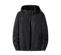 Mens Waterproof Jackets Mountaineering Rain Jacket with Pockets Windbreaker Outdoor Sports Coats Windproof Raincoat Rompevientos Hombre(Black, L)
