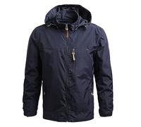 Men's Waterproof Jackets Outdoor Lightweight Windproof Jackets Hiking Walking Casual Jacket Coat with Detachable Hood Long Sleeve Stand Collar Jackets Sportwear Going Out Raincoat Clearance