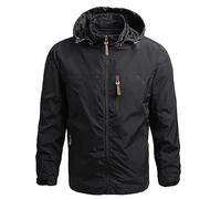 Men's Waterproof Jackets Outdoor Lightweight Windproof Jackets Hiking Walking Casual Jacket Coat with Detachable Hood Long Sleeve Stand Collar Jackets Sportwear Going Out Raincoat Clearance