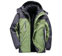 Mens Waterproof Jackets with Detachable Hood Fleece Windproof Rain Jacket Color Blocked Hooded Raincoat Thick Warm Winter Outdoor Sportswear Camping Hiking Ski Jackets Plus Size