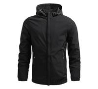 Mens Waterproof Jackets with Hood Lightweight Hooded Windbreaker Showerproof Water Resistant Raincoat Plain Colour Sun Protection Coat Outdoor Jacket for Cycling Travel Tall