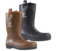 MENS WATERPROOF RIGGER BOOTS SAFETY WELLINGTONS WELLIES STEEL TOE CAP WORK THERMAL YARD DURABLE MIDSOLE (BLACK, UK Footwear Size System, Adult, Men, Numeric, Medium, 9)