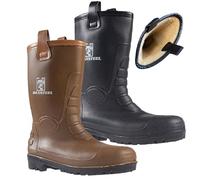 MENS WATERPROOF RIGGER BOOTS SAFETY WELLINGTONS WELLIES STEEL TOE CAP WORK THERMAL YARD DURABLE MIDSOLE (TAN, UK Footwear Size System, Adult, Men, Numeric, Medium, 7)