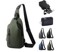 Men's Waterproof Shoulder Bag, Adjustable Outdoor Lightweight Men Crossbody Bag with USB Charging Port & Headphone Hole, Anti Theft Shoulder Daypack for Travel, Hiking Sports, Running (green)