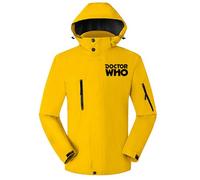Men's Waterproof Ski Jacket, Warm Winter Snow Coat, Mountain Windbreaker for Doctor Who, Full Zip windproof Jacket with Hooded for Travelling Camping Running Hiking,Yellow-l