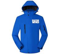 Men's Waterproof Ski Jacket, Warm Winter Snow Coat, Mountain Windbreaker for Doctor Who, Full Zip windproof Jacket with Hooded for Travelling Camping Running Hiking,Blue-3x_l